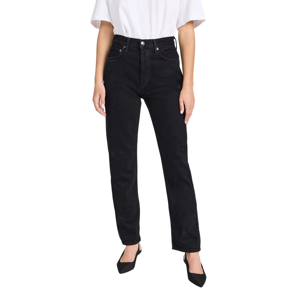 Agolde High Rise Straight Black Pinch Waist Denim Jeans Size 27
